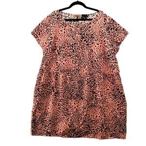 Asos Mini Dress Plus Size 22 (2X) Pink Leopard Print Short Sleeve A Line